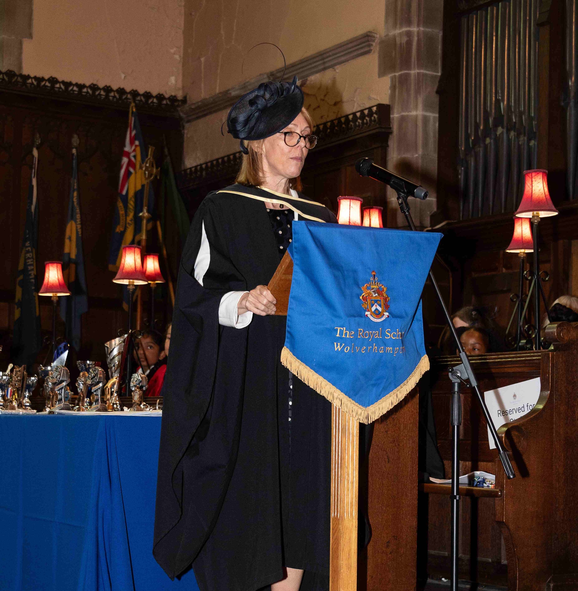 Headteacher giving speech at Prize Day event